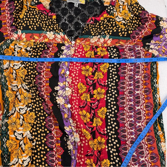 Figueroa & Flower Women Bohemian Tunic Blouse Floral Print Lace Panel Top XL - Picture 8 of 8
